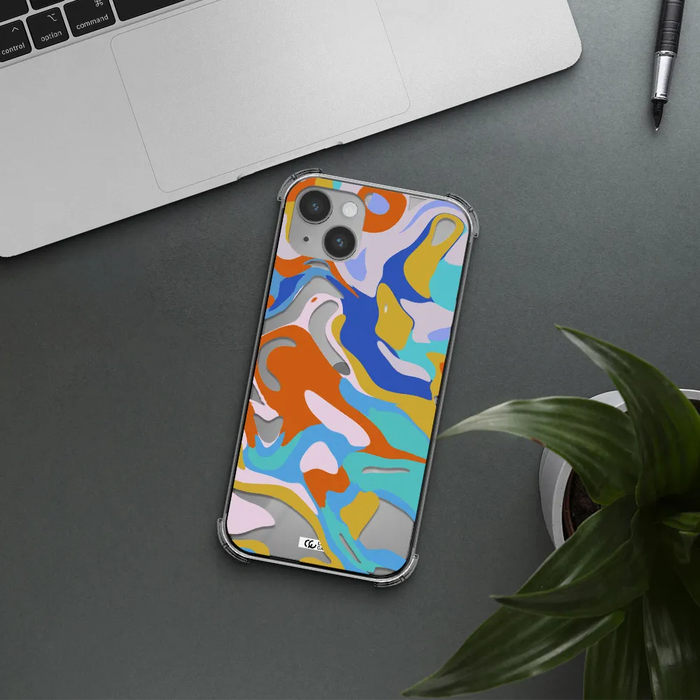 a colorful background with different colors Apple iPhone 14 Clear PC Case