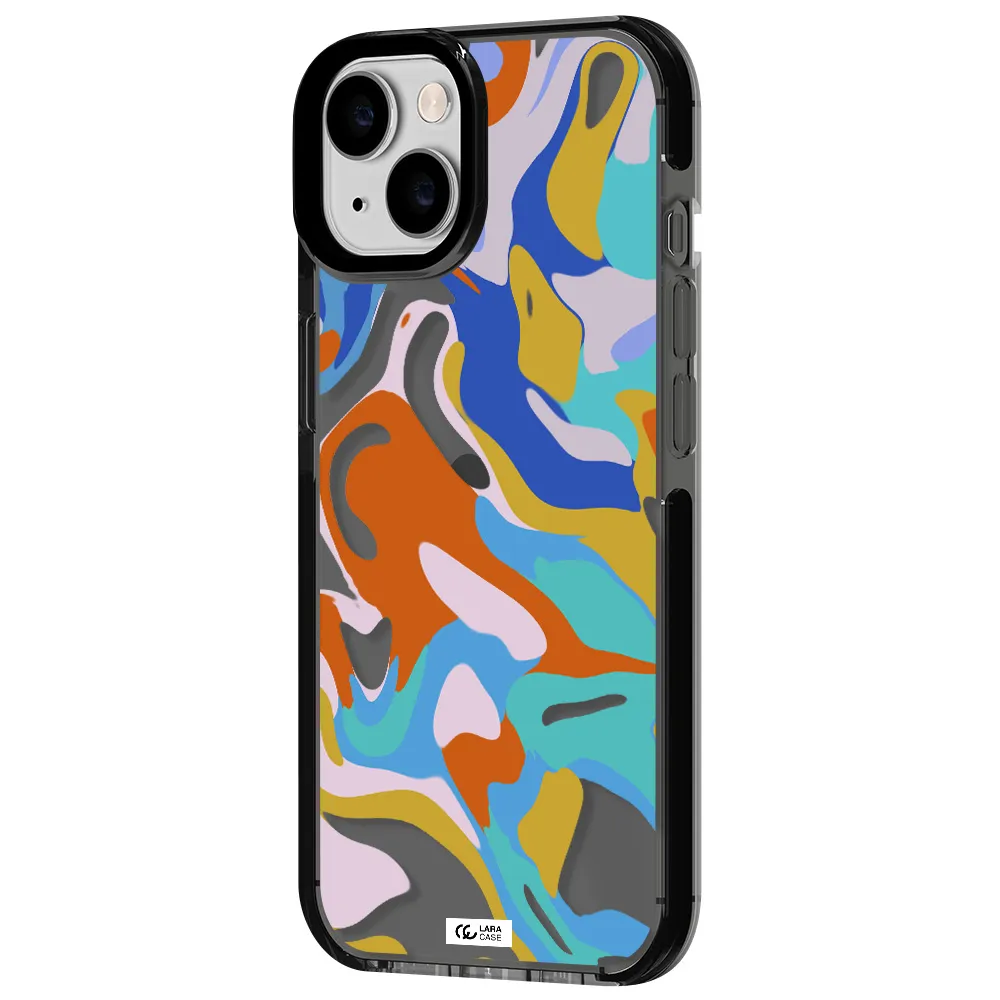 a colorful background with different colors Apple iPhone 14 impact Smoke Black Case