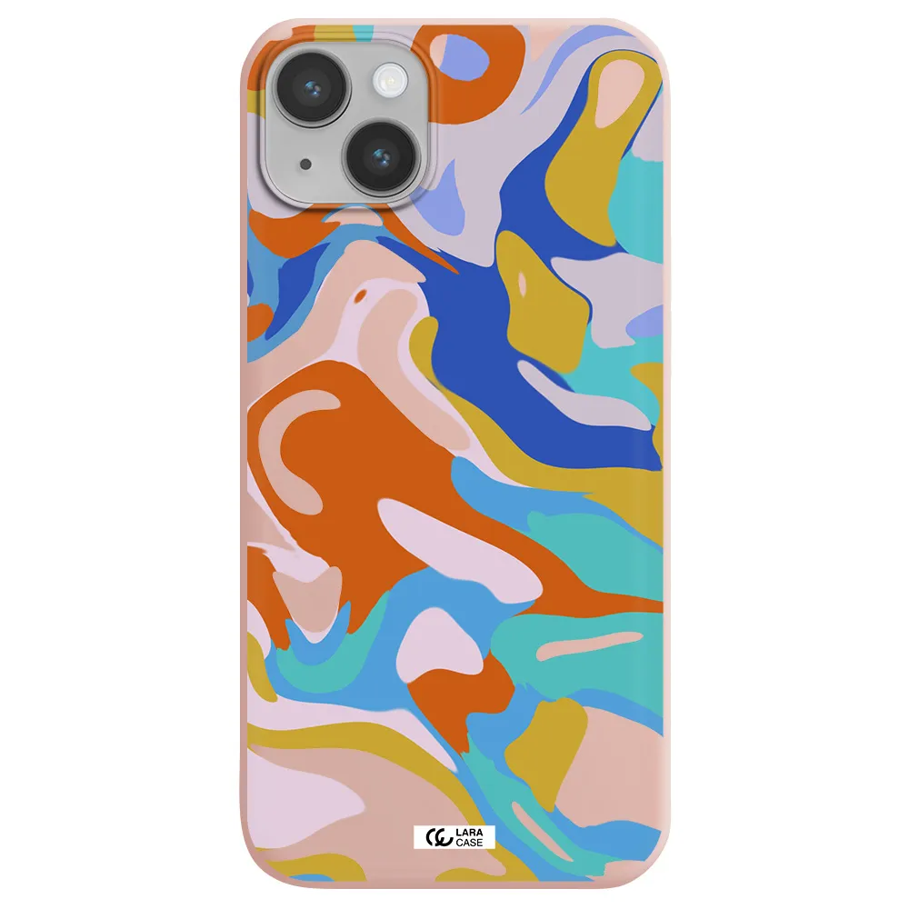 a colorful background with different colors Apple iPhone 14 plus Silicone pastel pink Case