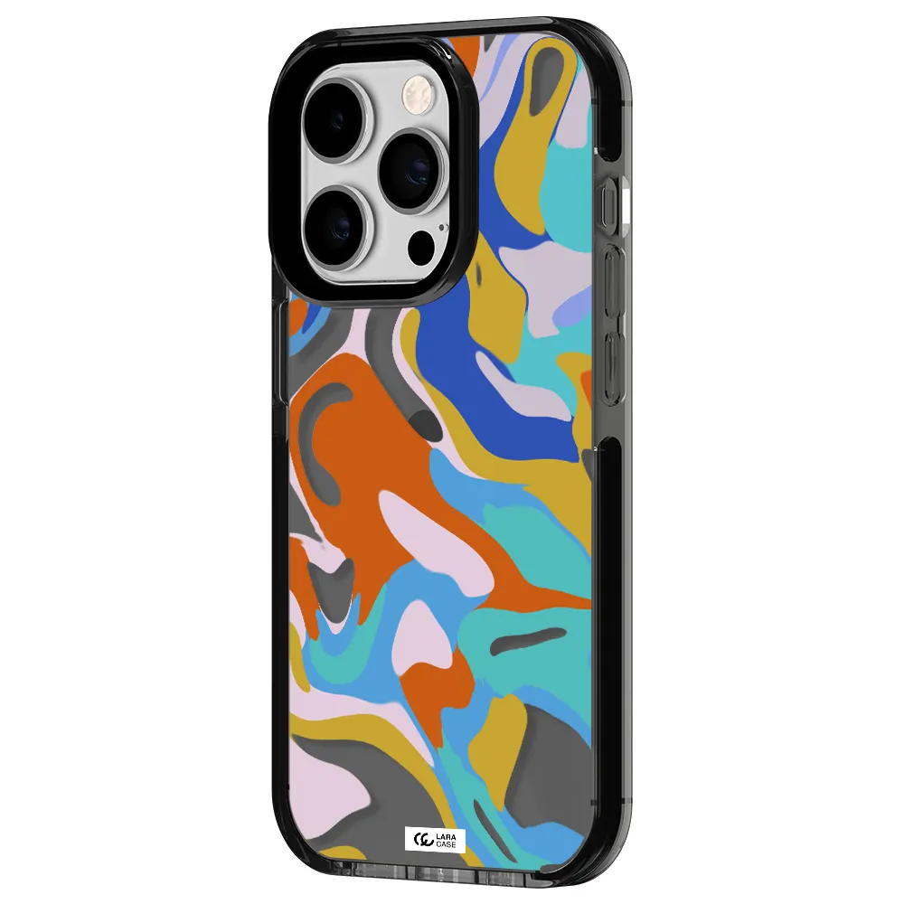 a colorful background with different colors Apple iPhone 14 pro impact Smoke Black Case