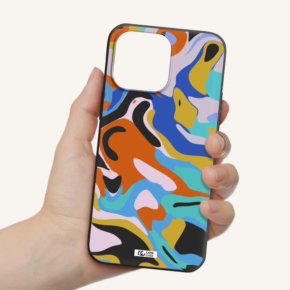 a colorful background with different colors Apple iPhone 14 pro max Silicone black Case