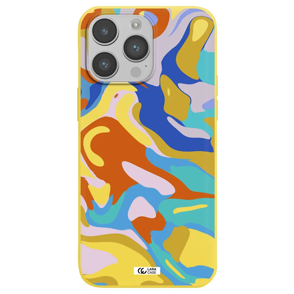 a colorful background with different colors Apple iPhone 14 pro max Silicone canary yellow Case