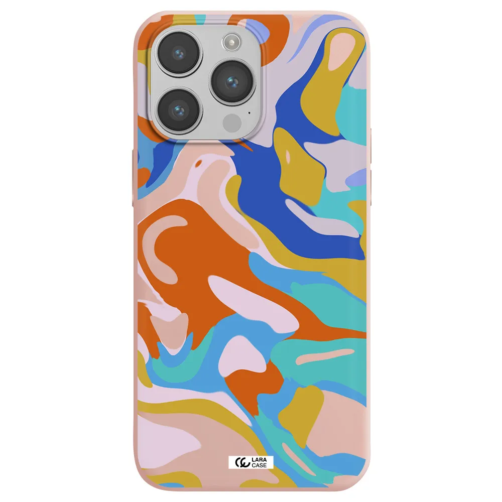 a colorful background with different colors Apple iPhone 14 pro max Silicone pastel pink Case