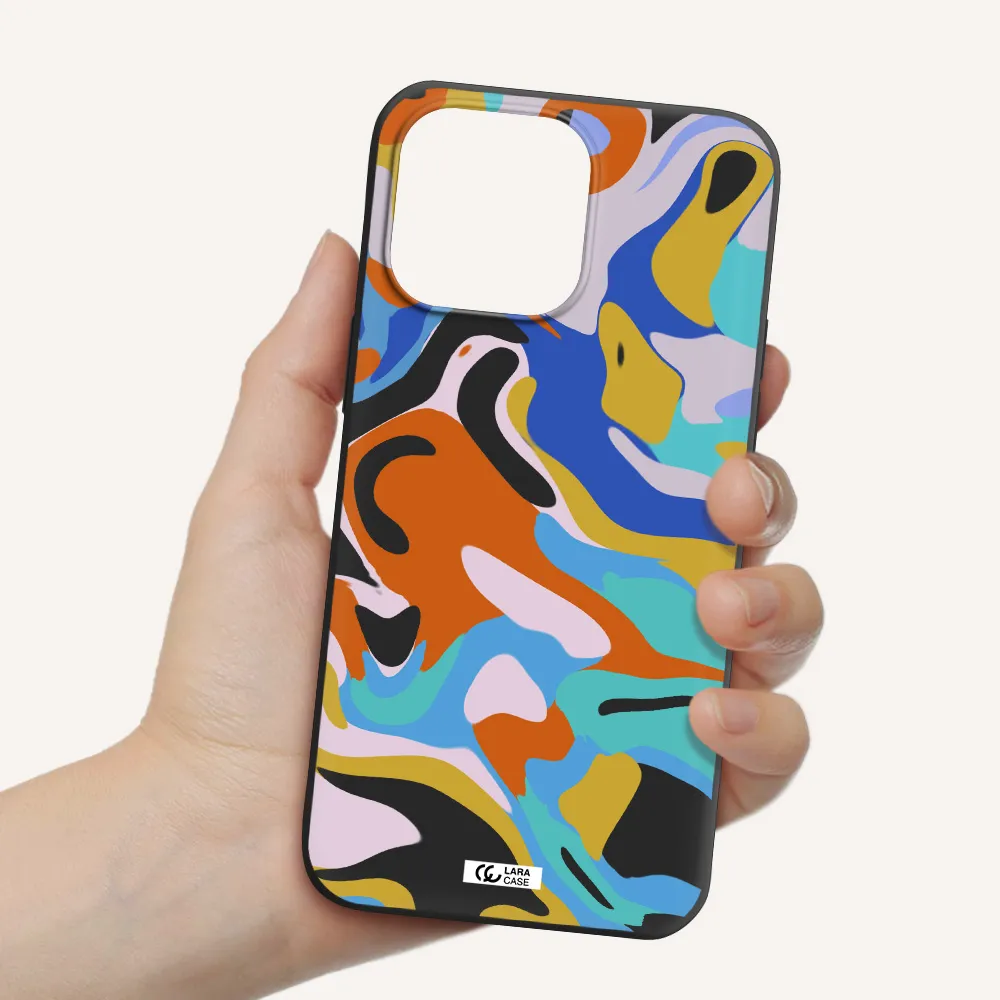 a colorful background with different colors Apple iPhone 14 pro Silicone black Case