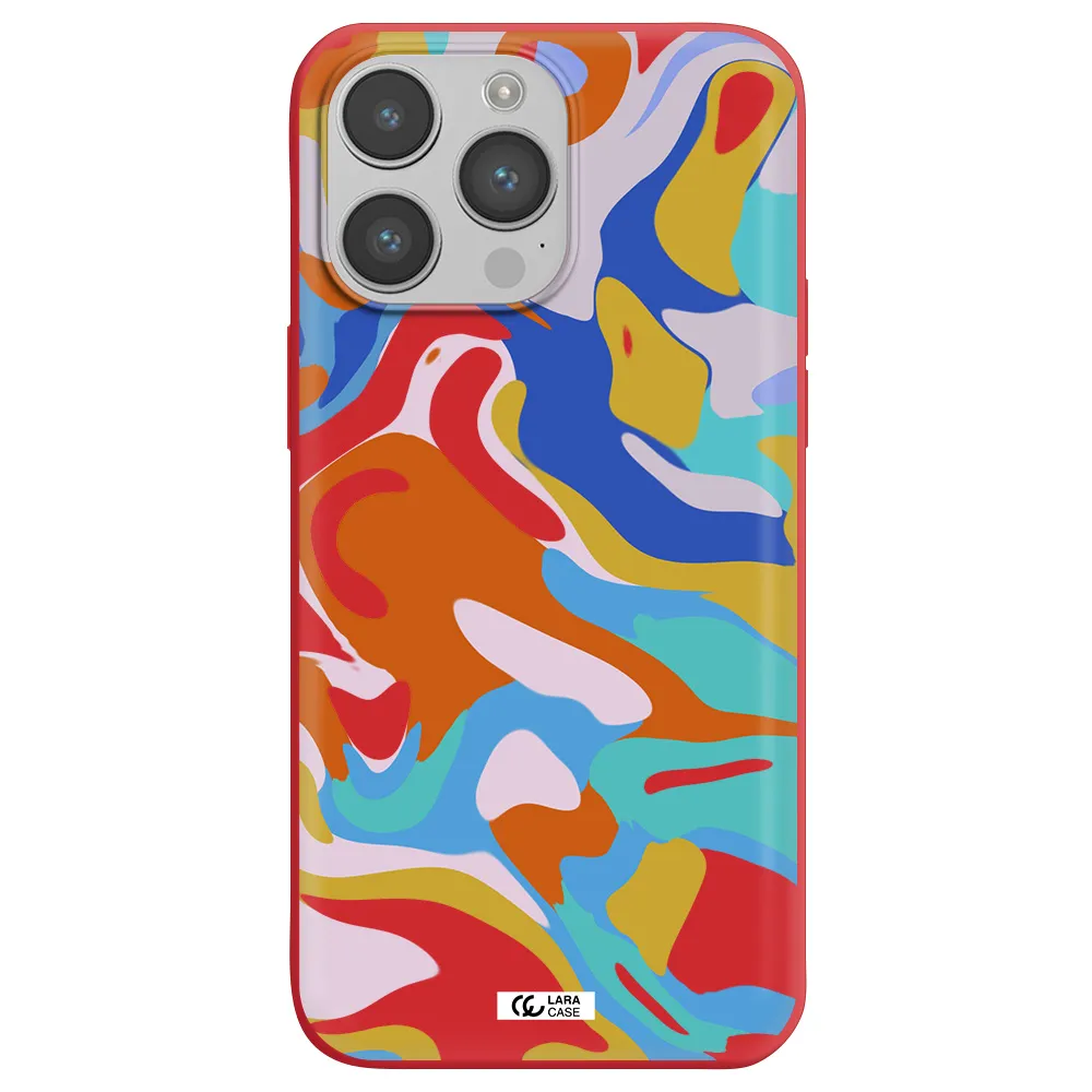 a colorful background with different colors Apple iPhone 14 pro Silicone Imperial Red Case