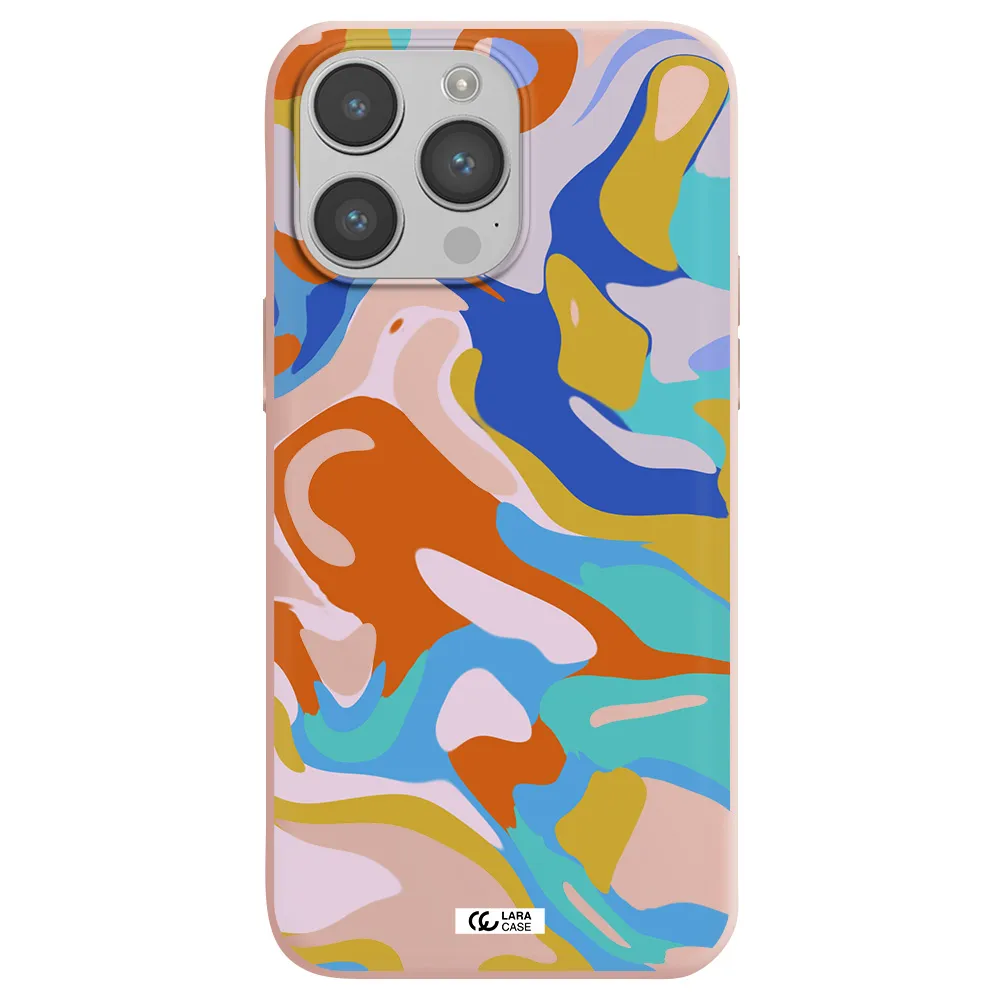 a colorful background with different colors Apple iPhone 14 pro Silicone pastel pink Case