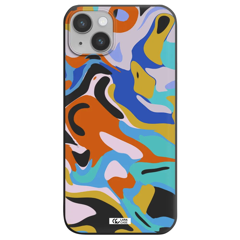 a colorful background with different colors Apple iPhone 14 Silicone black Case