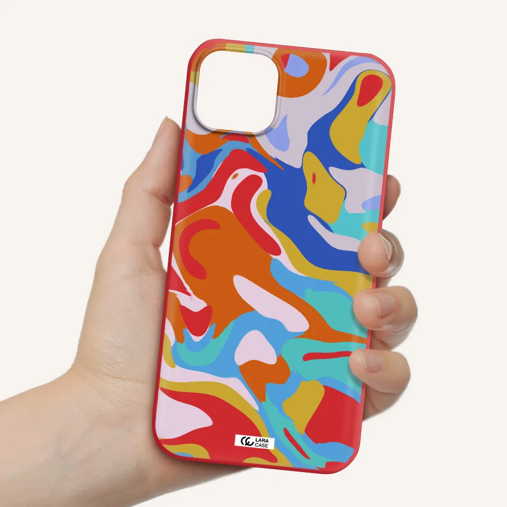 a colorful background with different colors Apple iPhone 14 Silicone Imperial Red Case