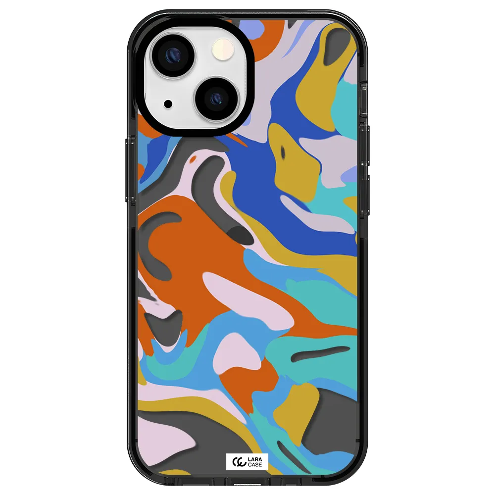 a colorful background with different colors Apple iPhone 15 impact Smoke Black Case