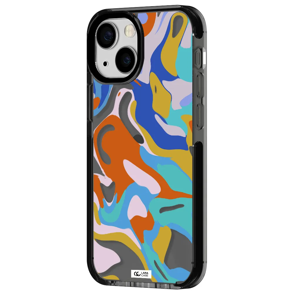 a colorful background with different colors Apple iPhone 15 impact Smoke Black Case