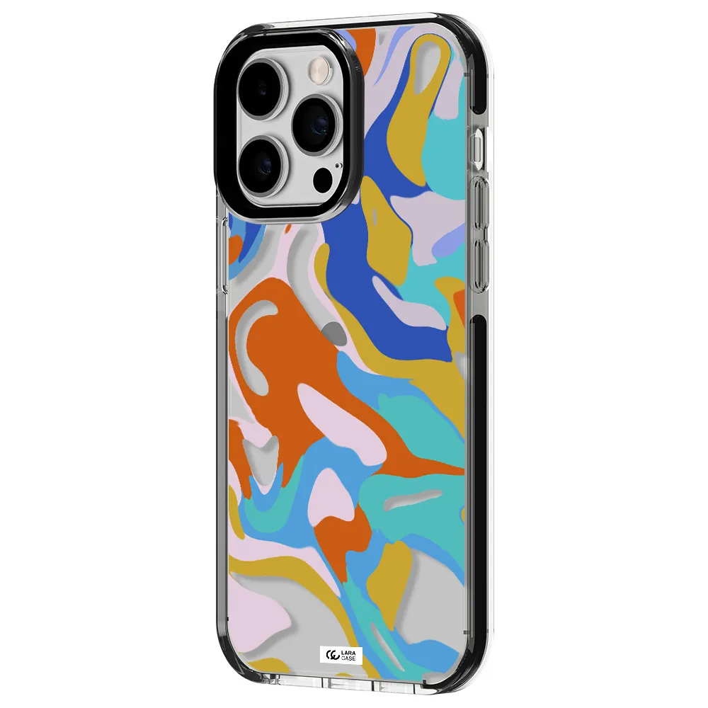 a colorful background with different colors Apple iPhone 15 Pro impact black border Case