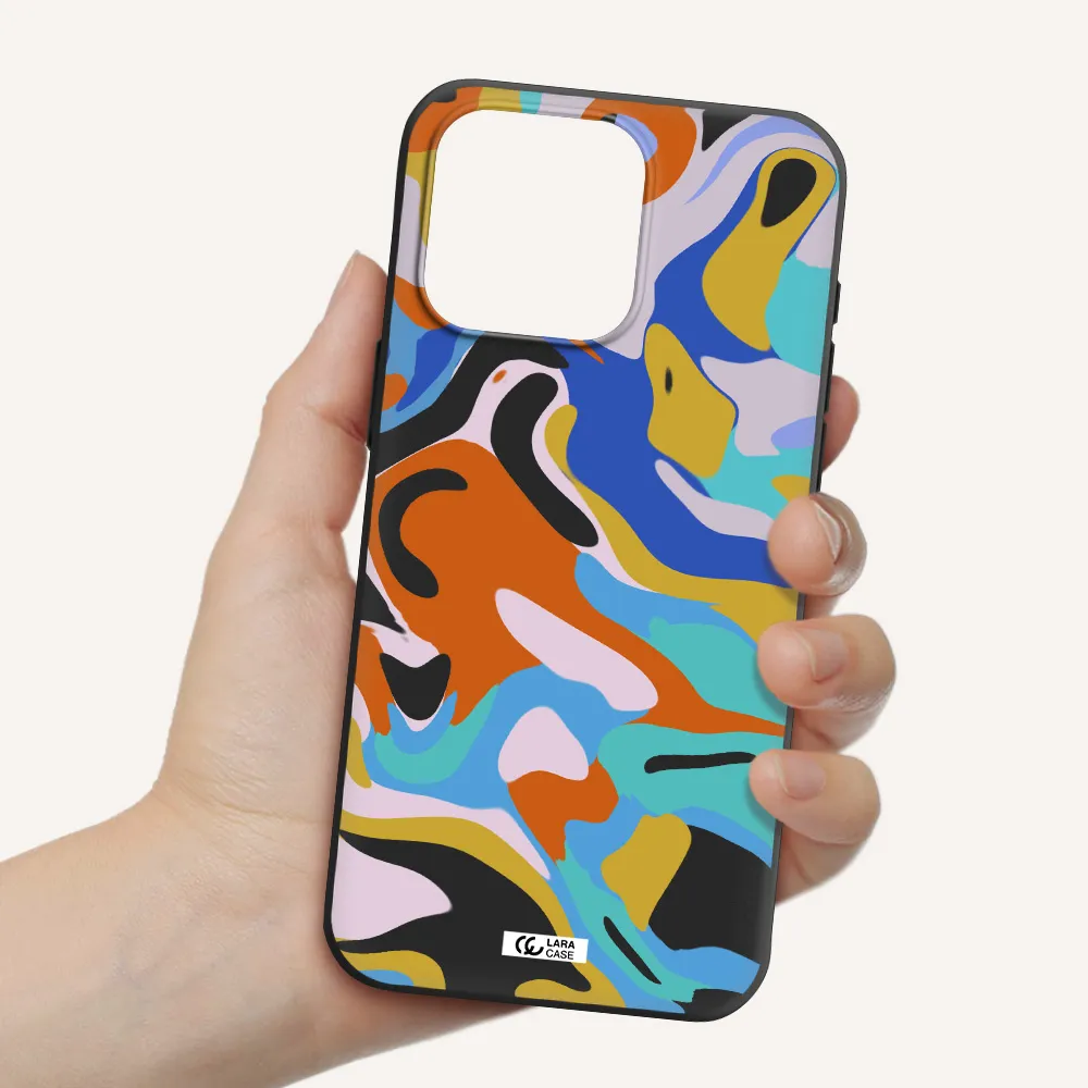 a colorful background with different colors Apple Iphone 15 Pro max Silicone black Case