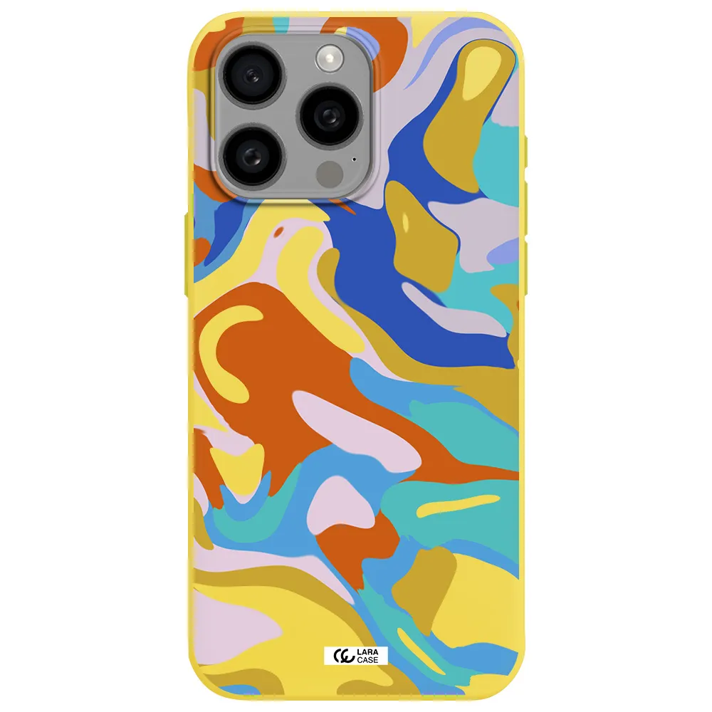 a colorful background with different colors Apple Iphone 15 Pro max Silicone canary yellow Case