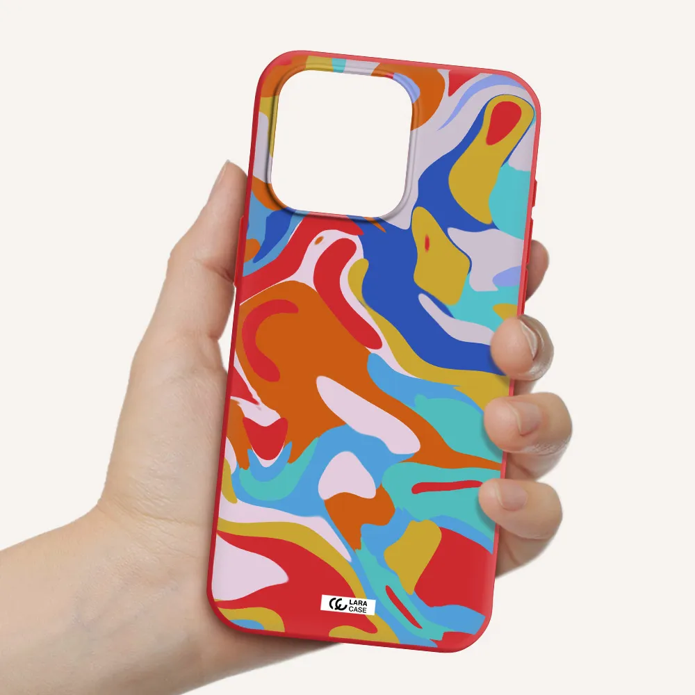 A Colorful Background With Different Colors Apple Iphone 15 Pro Max Silicone Imperial Red Case