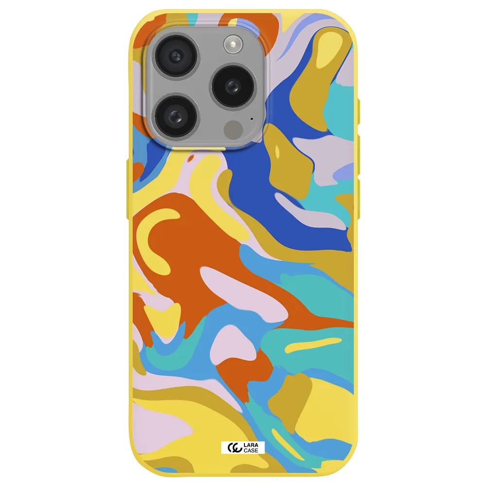A Colorful Background With Different Colors Apple Iphone 15 Pro Silicone Canary Yellow Case