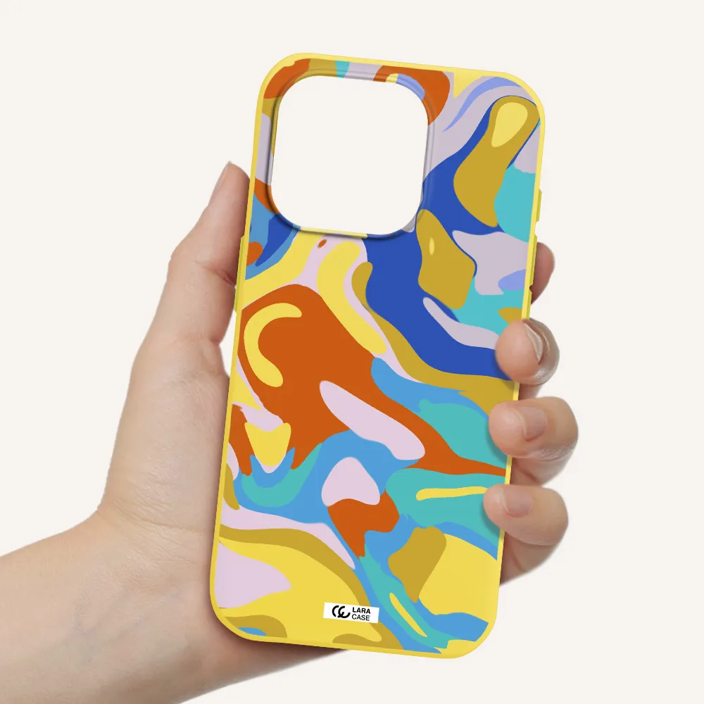 A Colorful Background With Different Colors Apple Iphone 15 Pro Silicone Canary Yellow Case