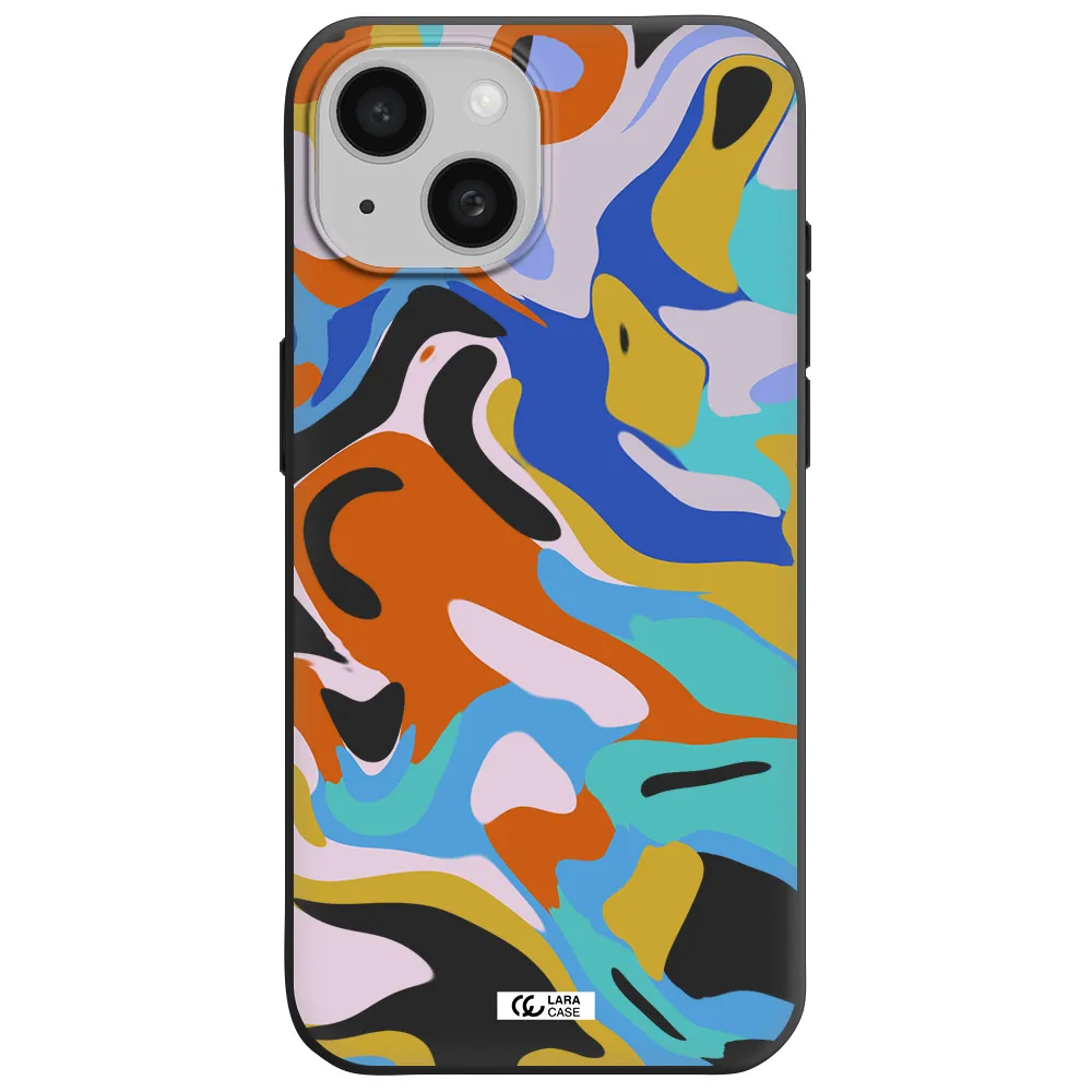 a colorful background with different colors Apple iPhone 15 Silicone black Case