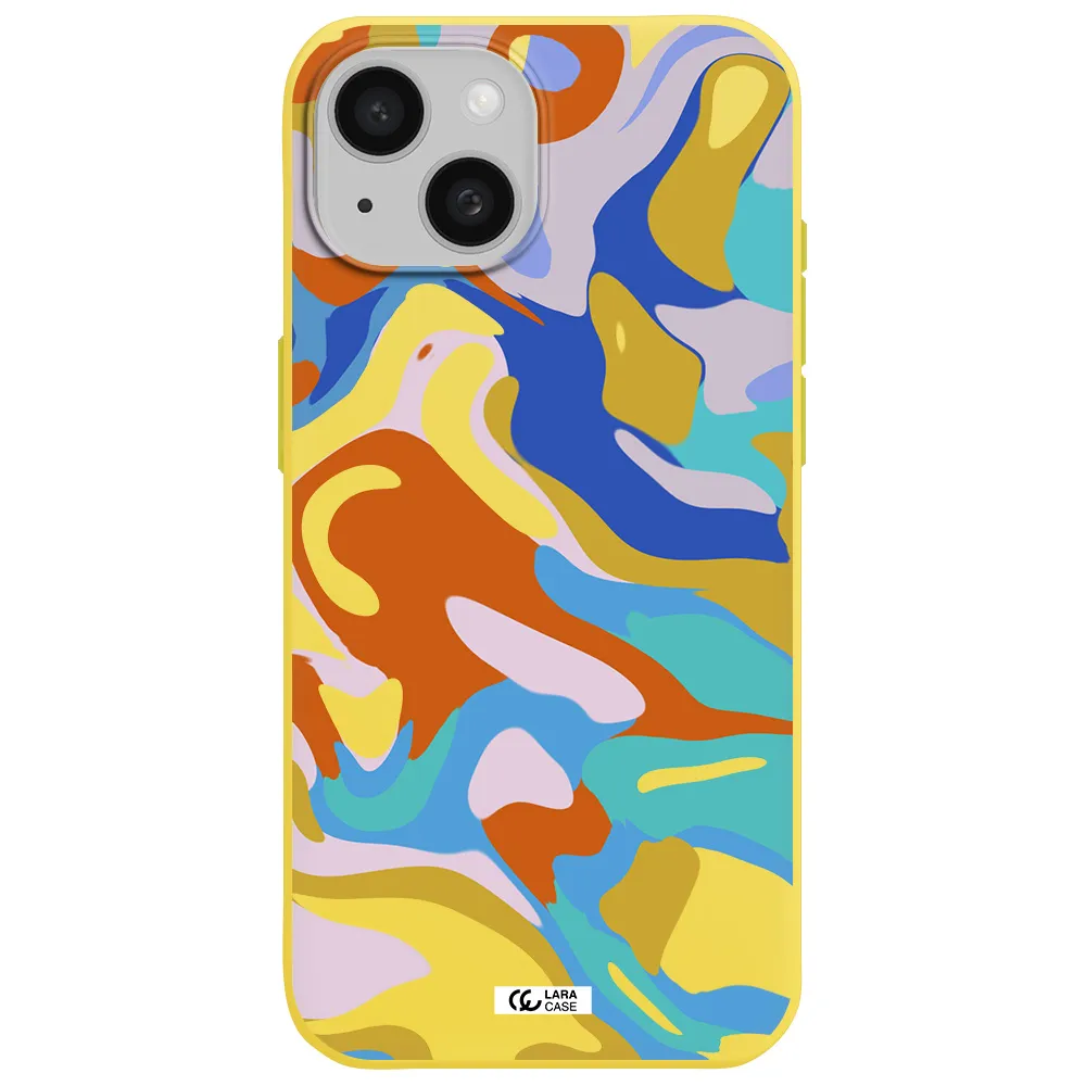 a colorful background with different colors Apple iPhone 15 Silicone canary yellow Case