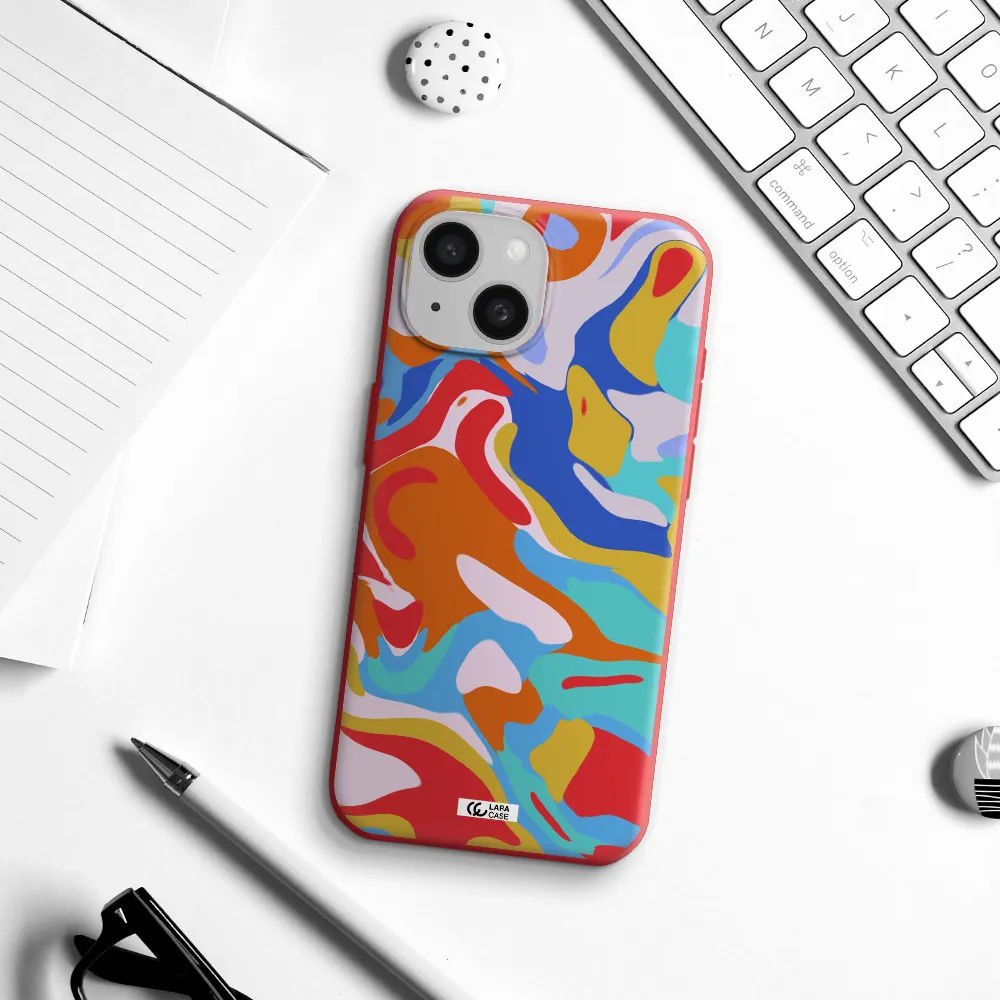 A Colorful Background With Different Colors Apple Iphone 15 Silicone Imperial Red Case