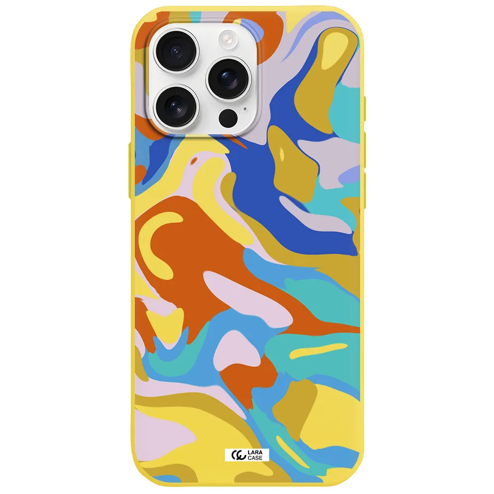 A Colorful Background With Different Colors Apple Iphone 16 Pro Max Silicone Canary Yellow Case