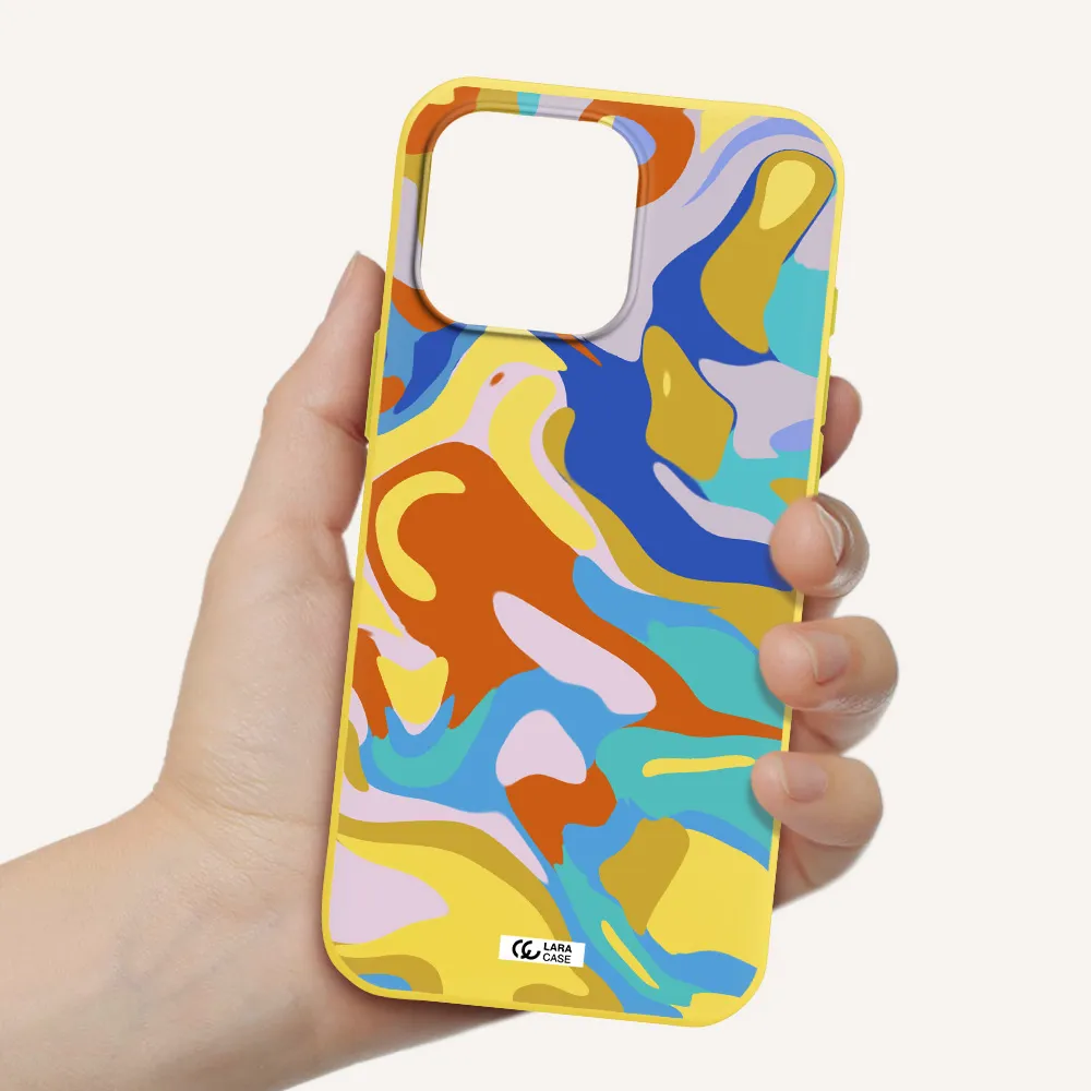 A Colorful Background With Different Colors Apple Iphone 16 Pro Max Silicone Canary Yellow Case