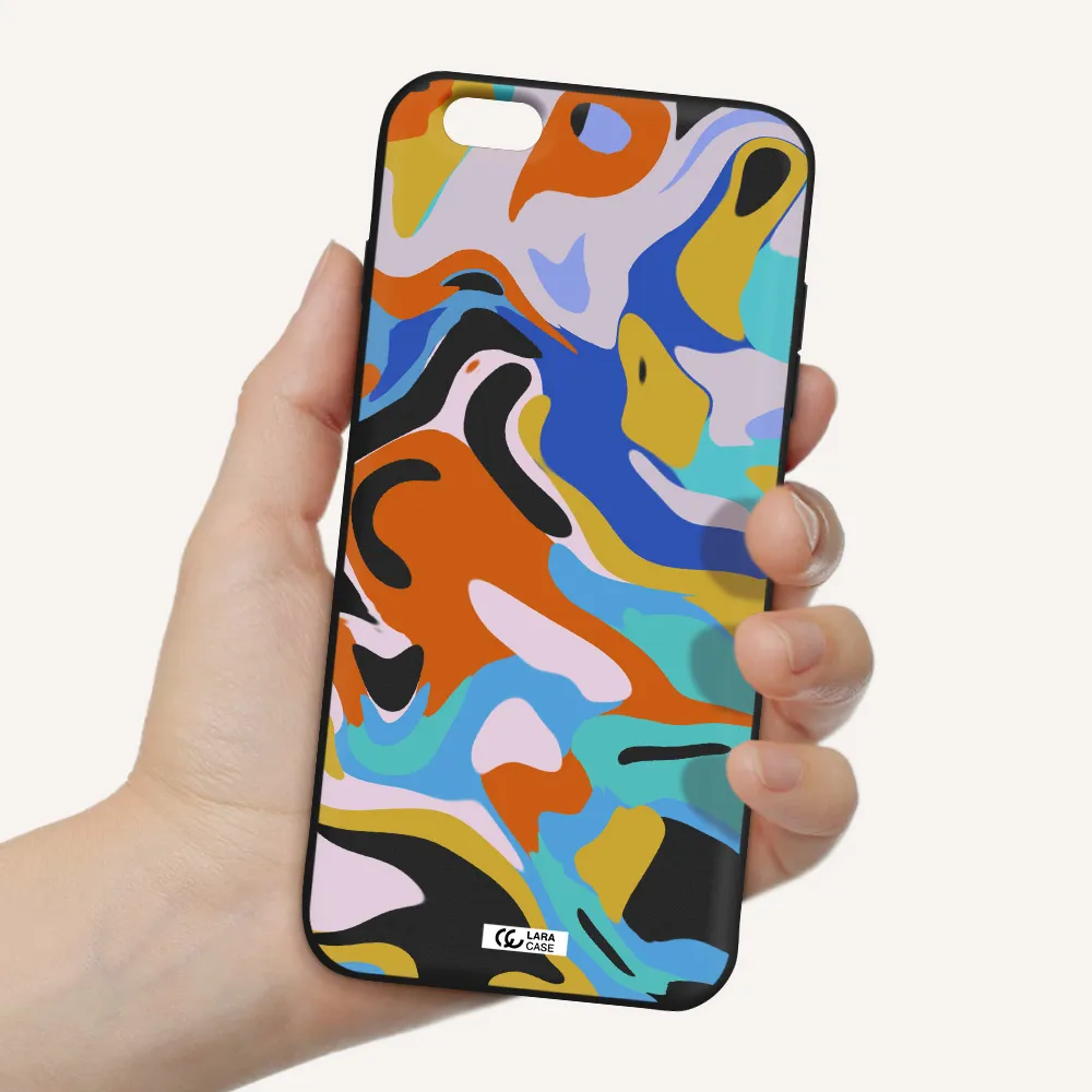 a colorful background with different colors Apple iPhone 6 plus Silicone black Case