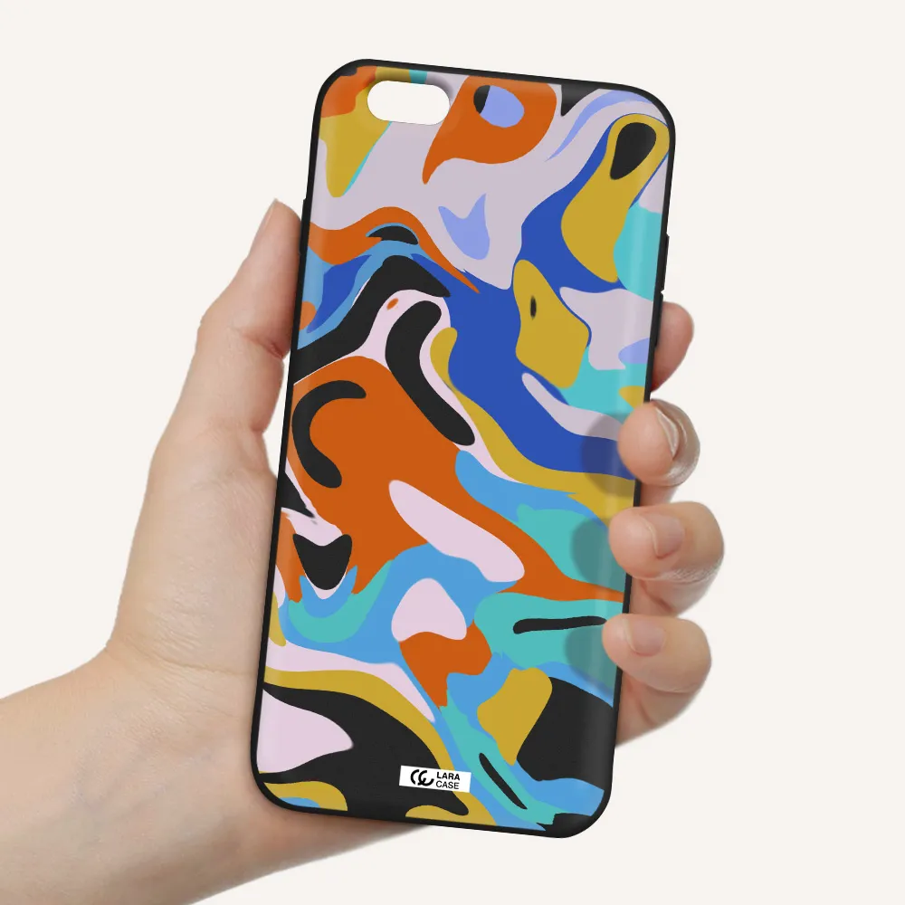 a colorful background with different colors Apple iPhone 6 s plus Silicone black Case