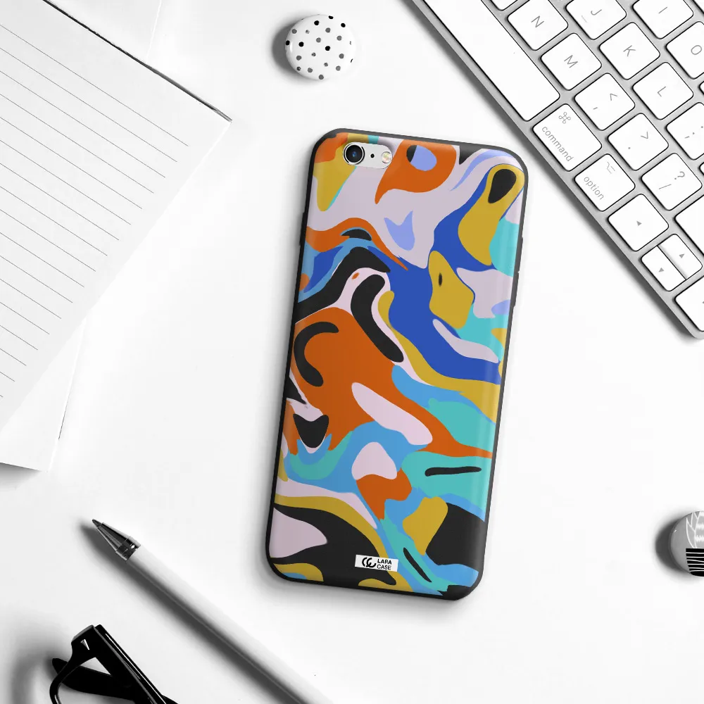 a colorful background with different colors Apple iPhone 6 s plus Silicone black Case