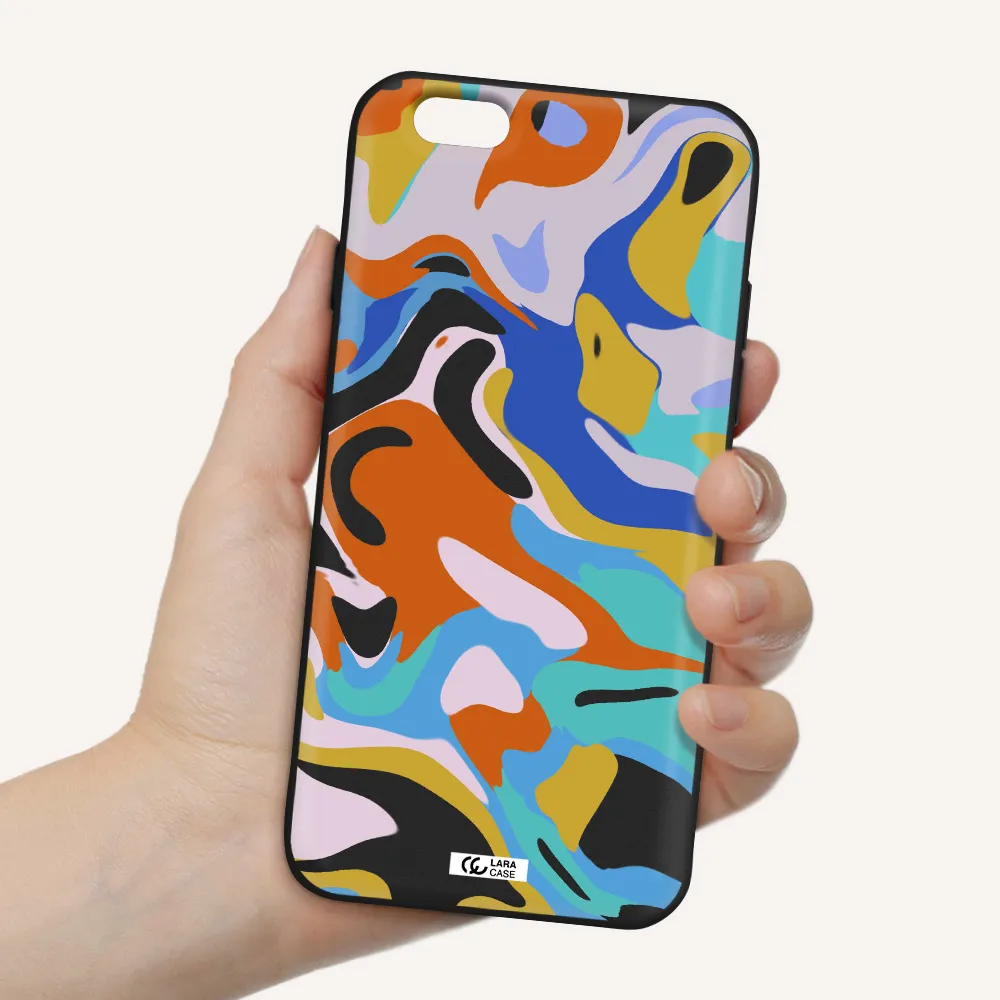 a colorful background with different colors Apple iPhone 6 Silicone black Case