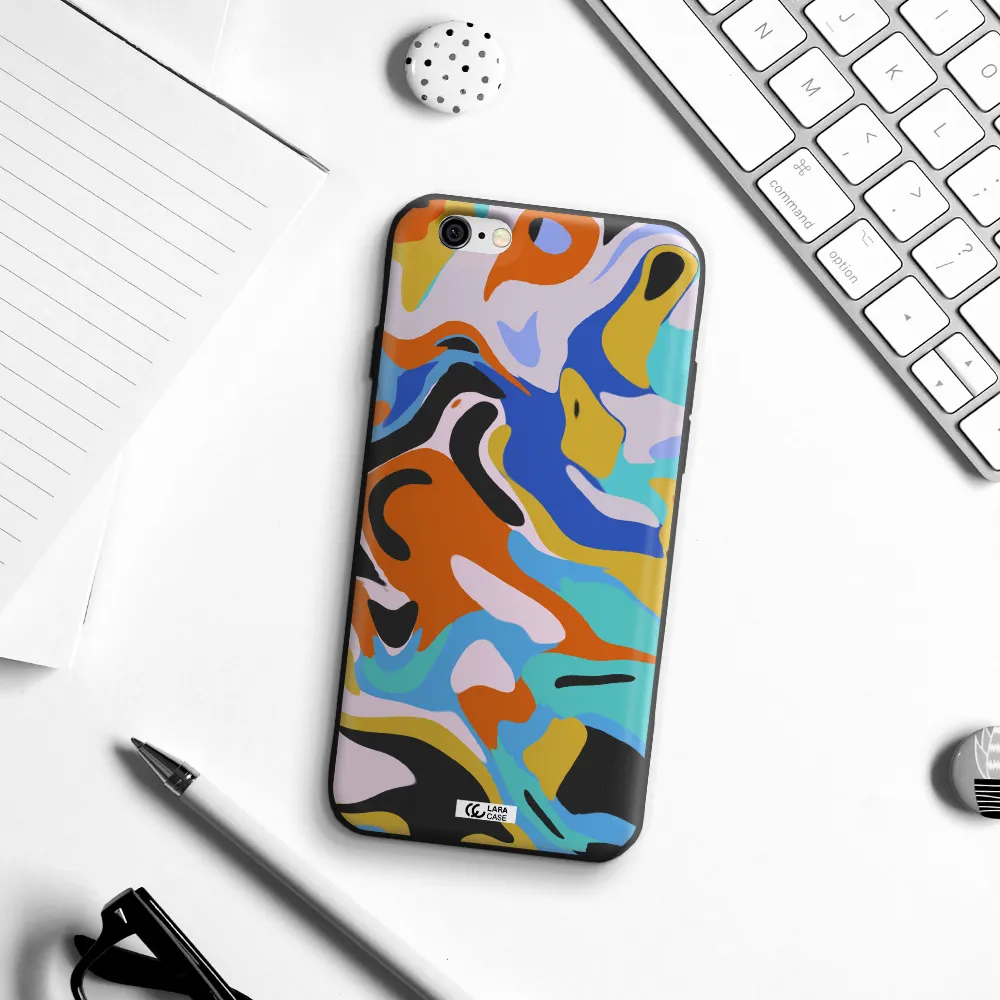 a colorful background with different colors Apple iPhone 6 Silicone black Case