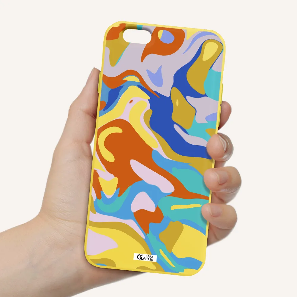 a colorful background with different colors Apple iPhone 6 Silicone canary yellow Case