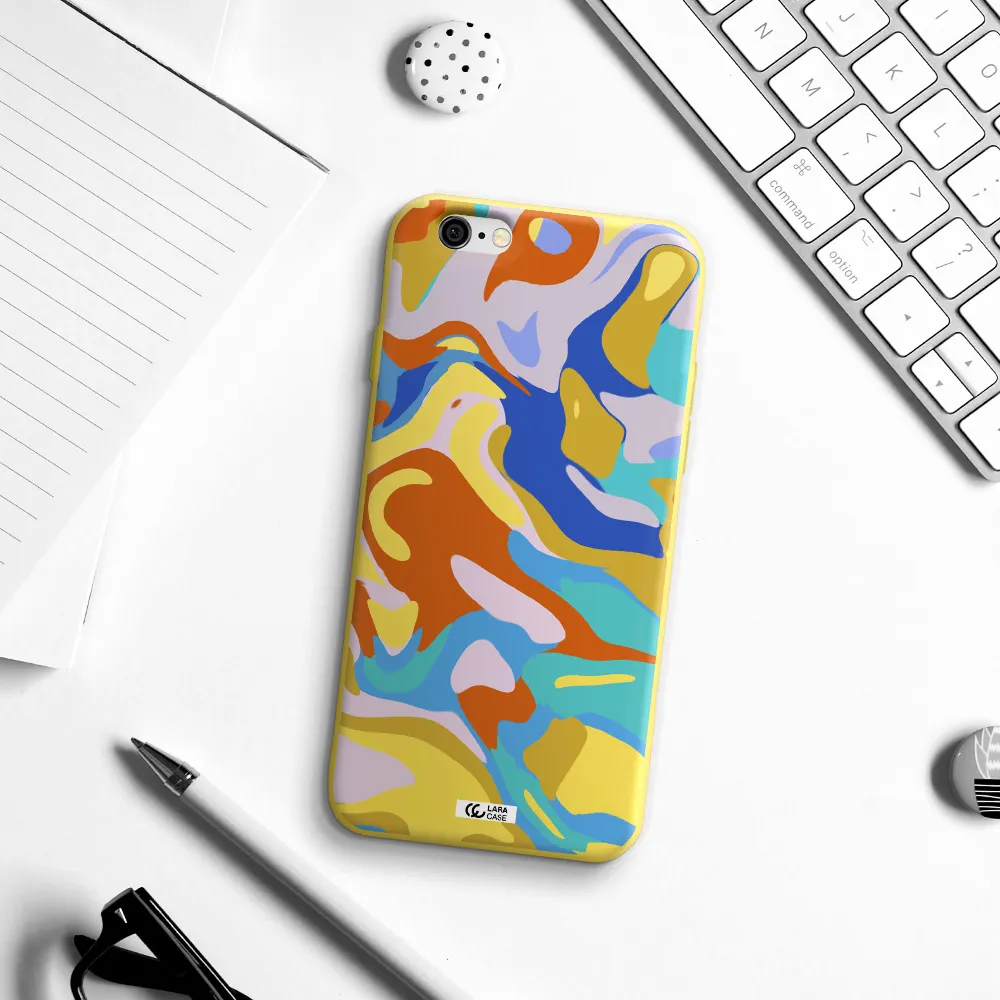 a colorful background with different colors Apple iPhone 6 Silicone canary yellow Case