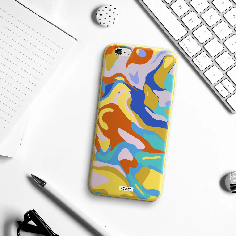 a colorful background with different colors Apple iPhone 6S Silicone canary yellow Case