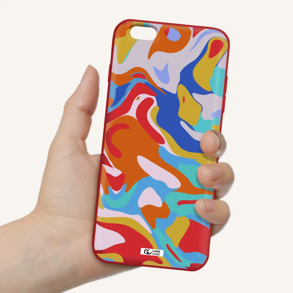 a colorful background with different colors Apple iPhone 6S Silicone Imperial Red Case
