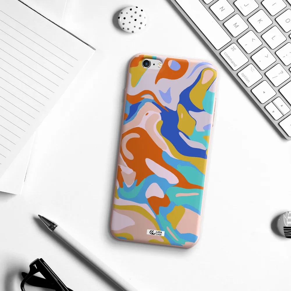 a colorful background with different colors Apple iPhone 6S Silicone pastel pink Case