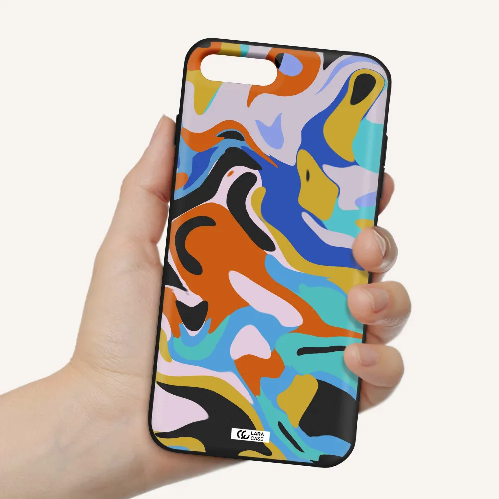 a colorful background with different colors Apple iPhone 7 plus Silicone black Case