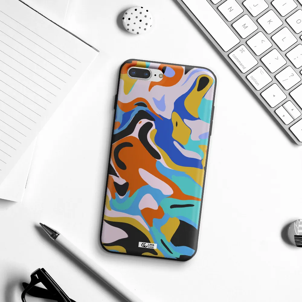 a colorful background with different colors Apple iPhone 7 plus Silicone black Case