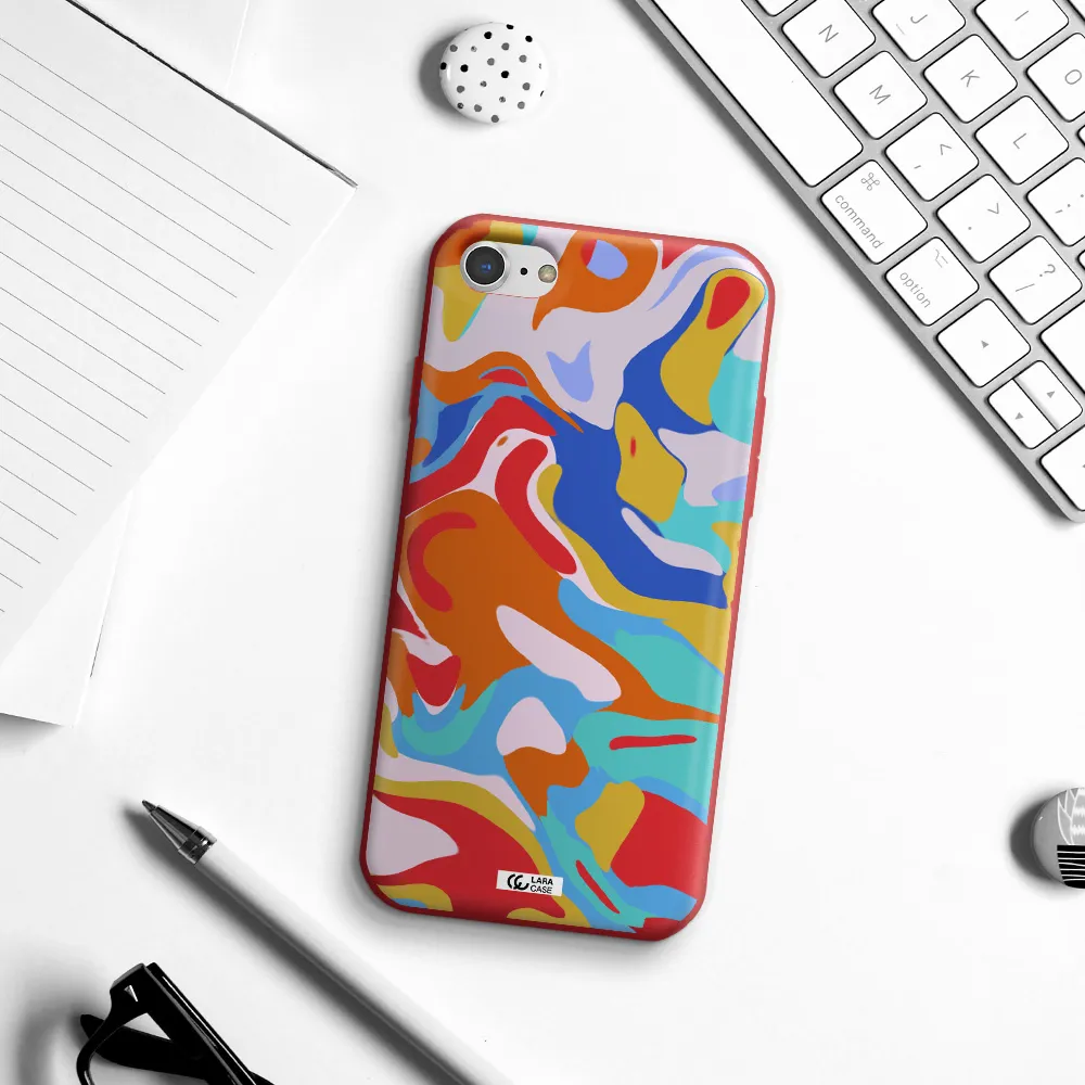 a colorful background with different colors Apple iPhone 7 Silicone Imperial Red Case