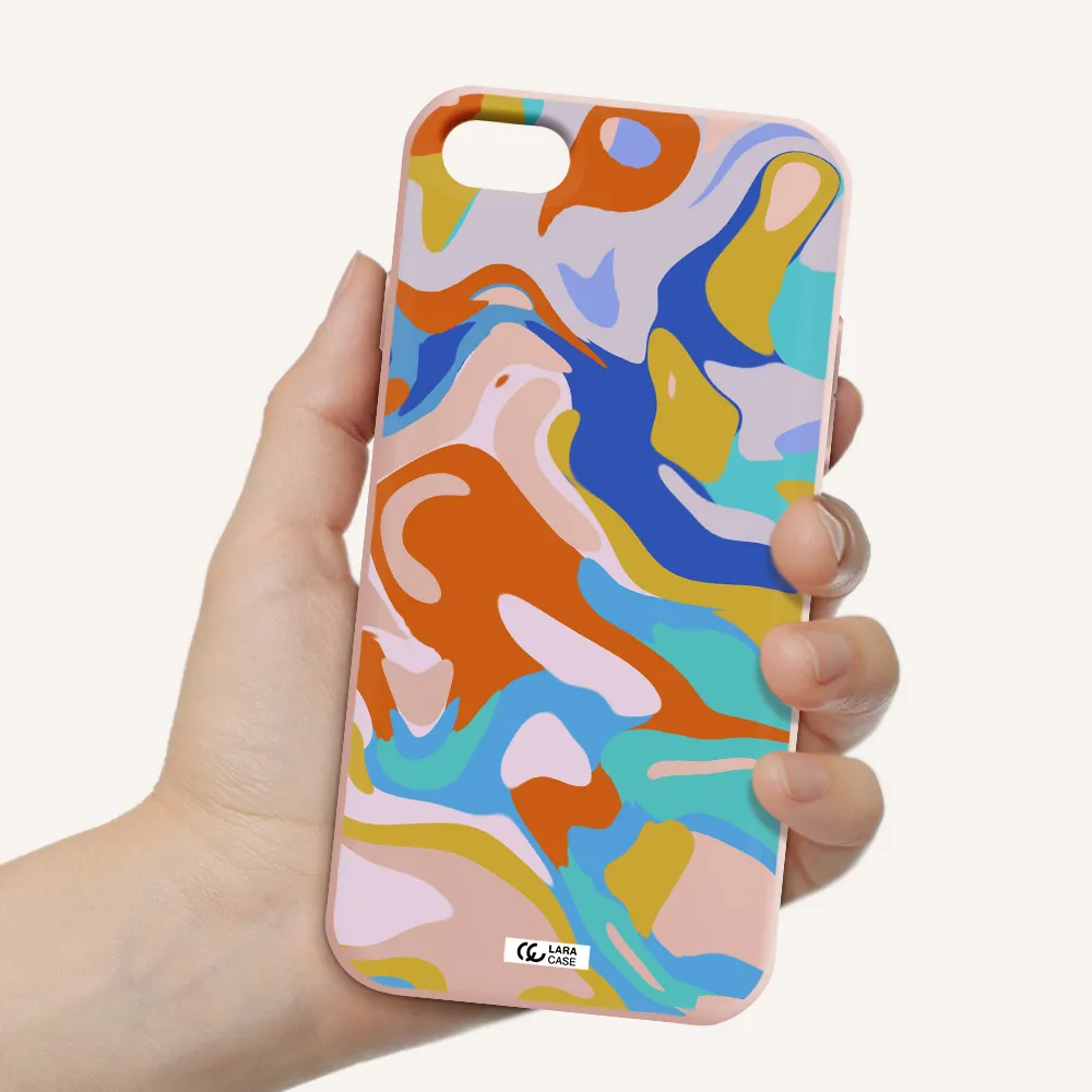 a colorful background with different colors Apple iPhone 7 Silicone pastel pink Case