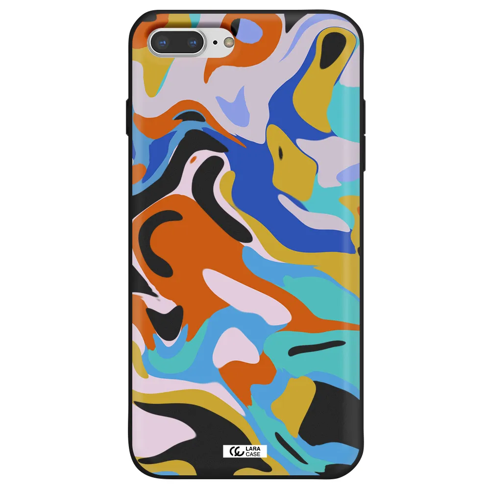 a colorful background with different colors Apple iPhone 8 plus Silicone black Case