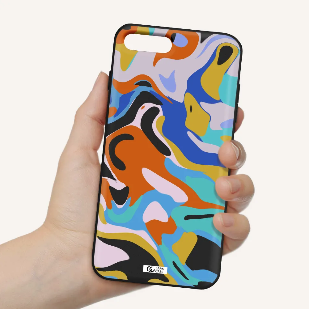 a colorful background with different colors Apple iPhone 8 plus Silicone black Case