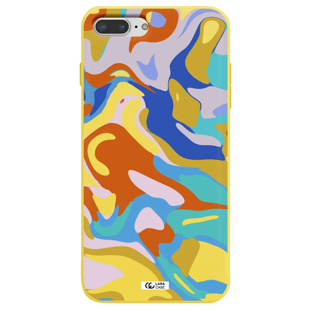 a colorful background with different colors Apple iPhone 8 plus Silicone canary yellow Case