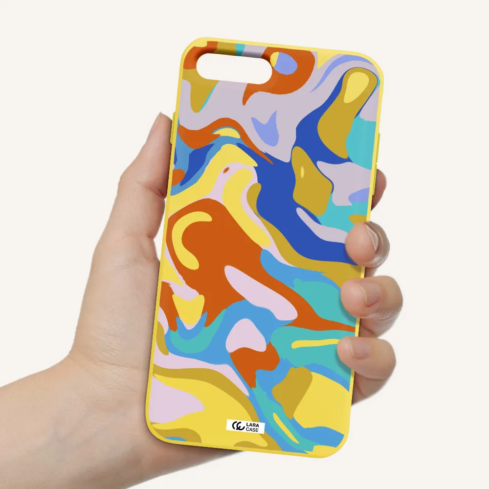 a colorful background with different colors Apple iPhone 8 plus Silicone canary yellow Case