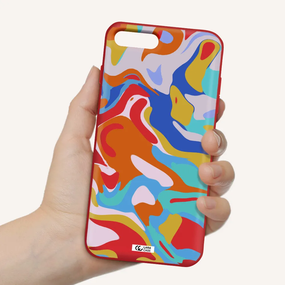 a colorful background with different colors Apple iPhone 8 plus Silicone Imperial Red Case