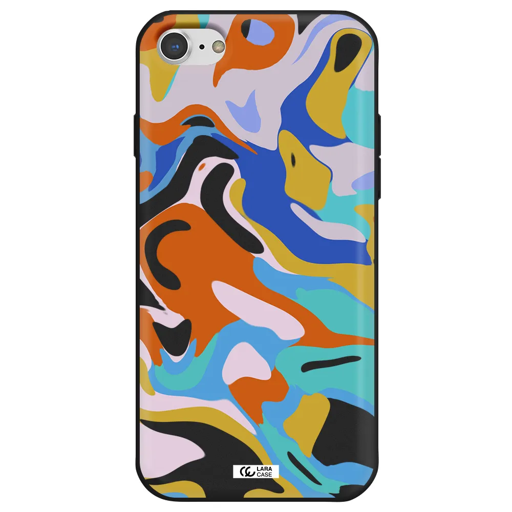 a colorful background with different colors Apple iPhone 8 Silicone black Case
