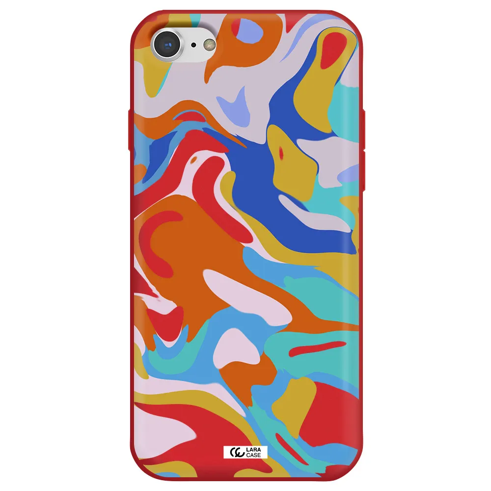 a colorful background with different colors Apple iPhone 8 Silicone Imperial Red Case