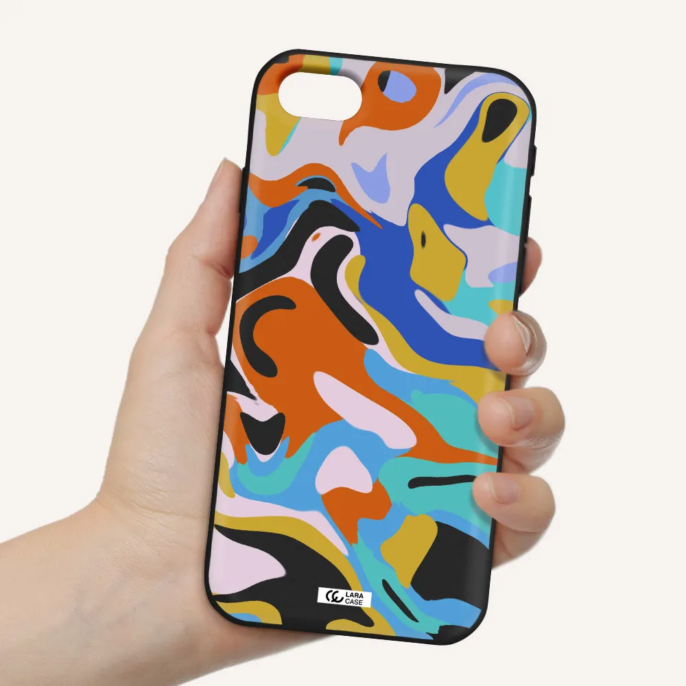 a colorful background with different colors Apple iPhone se 2020 Silicone black Case