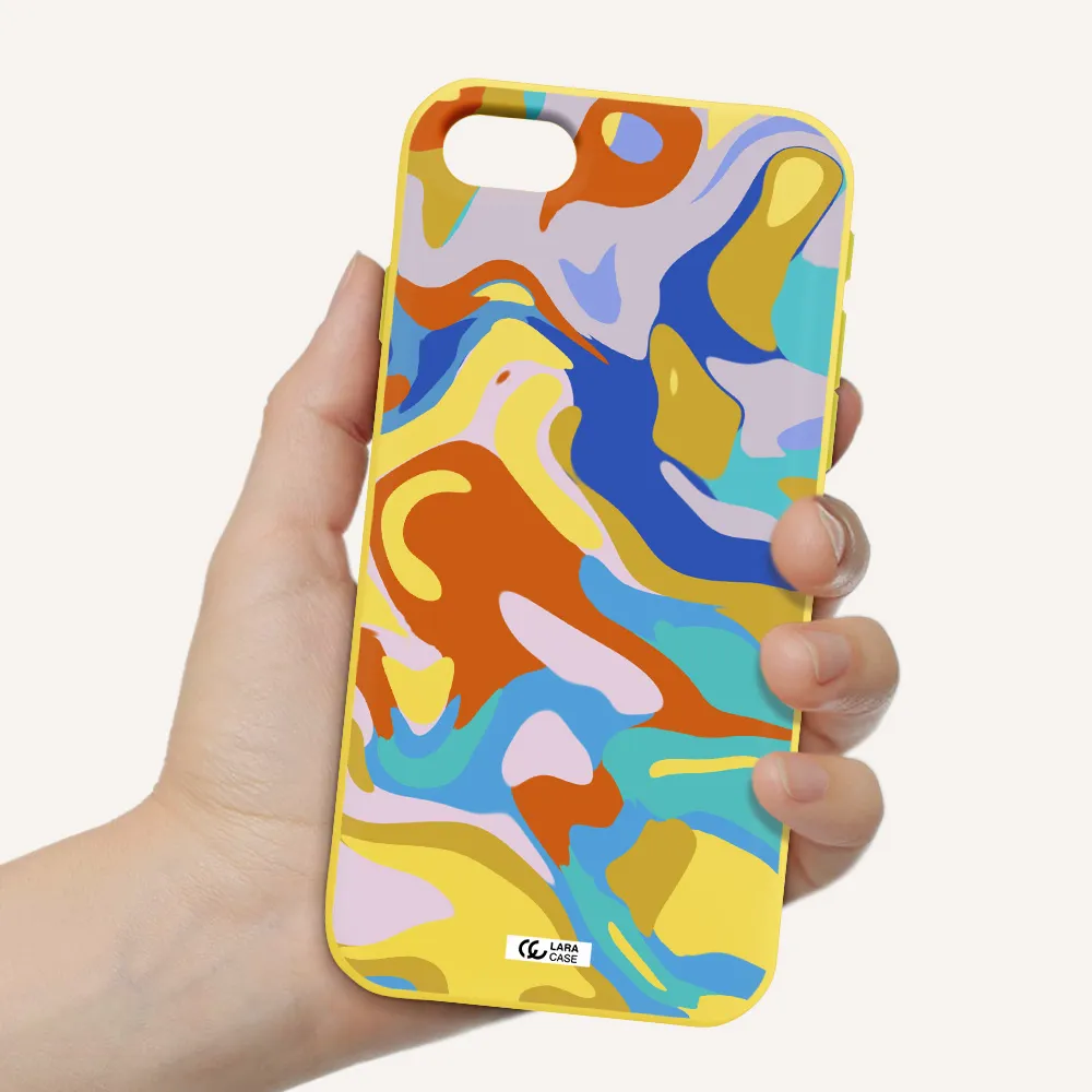 a colorful background with different colors Apple iPhone se 2020 Silicone canary yellow Case