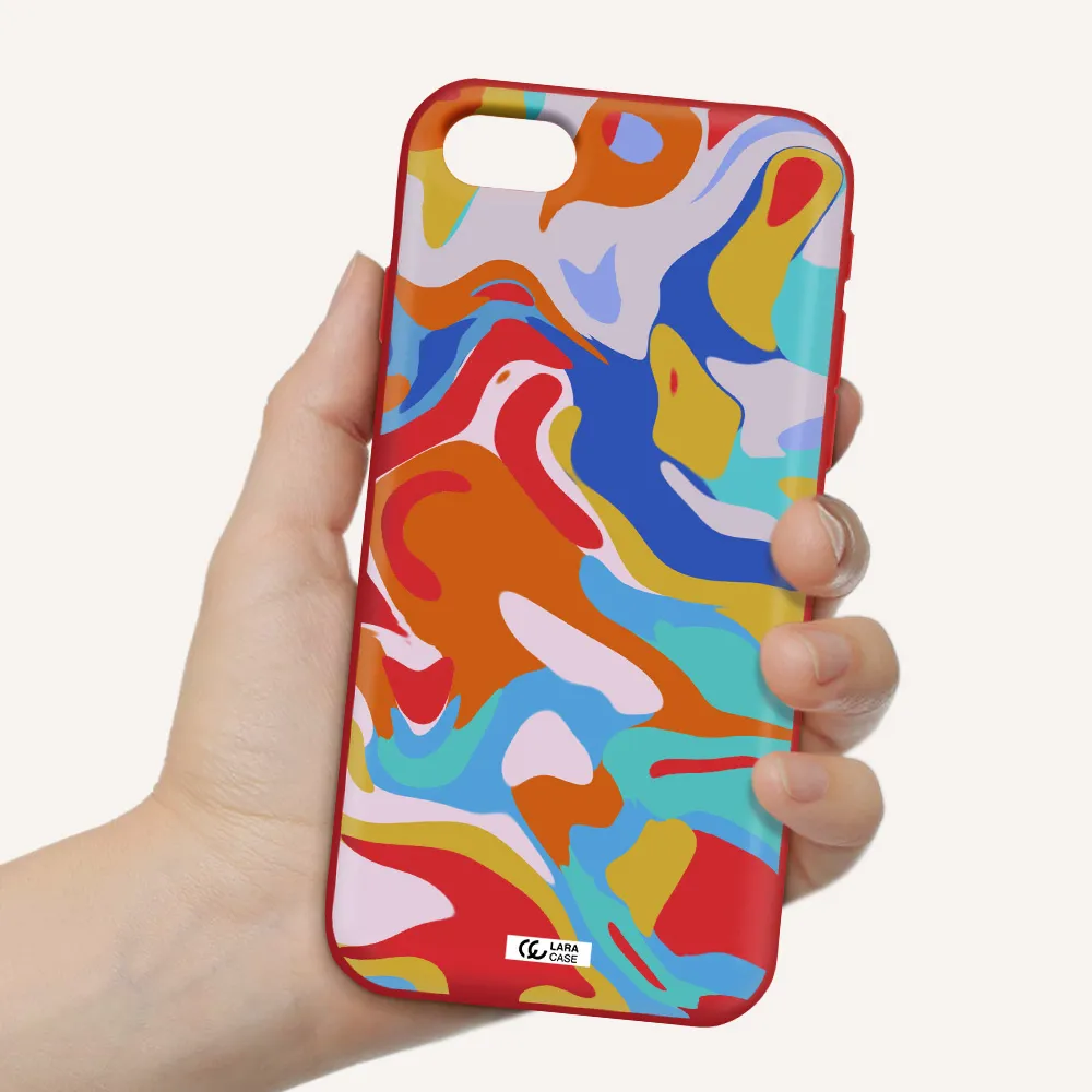 a colorful background with different colors Apple iPhone se 2020 Silicone Imperial Red Case