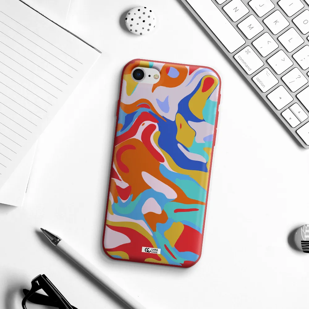 a colorful background with different colors Apple iPhone se 2020 Silicone Imperial Red Case